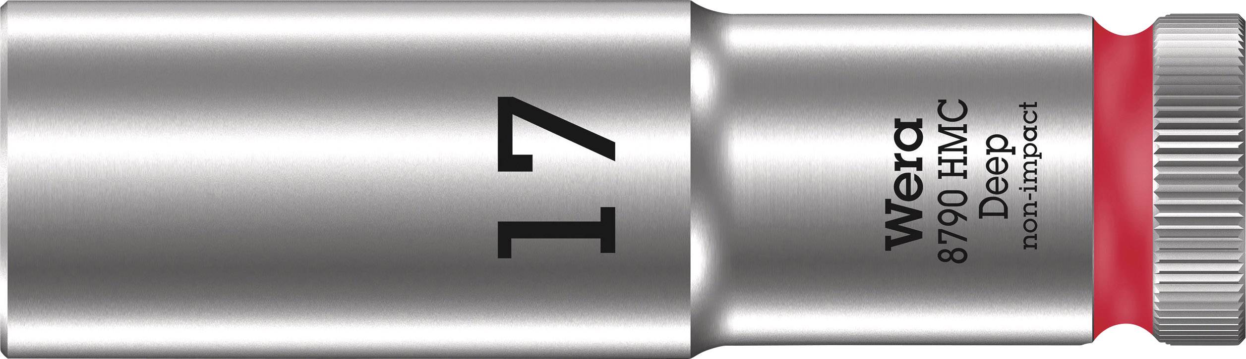 Metallic socket wrench with '17' engraving, manufacturer 'Wera', model '8790 HMC Deep', suitable for non-impact applications.