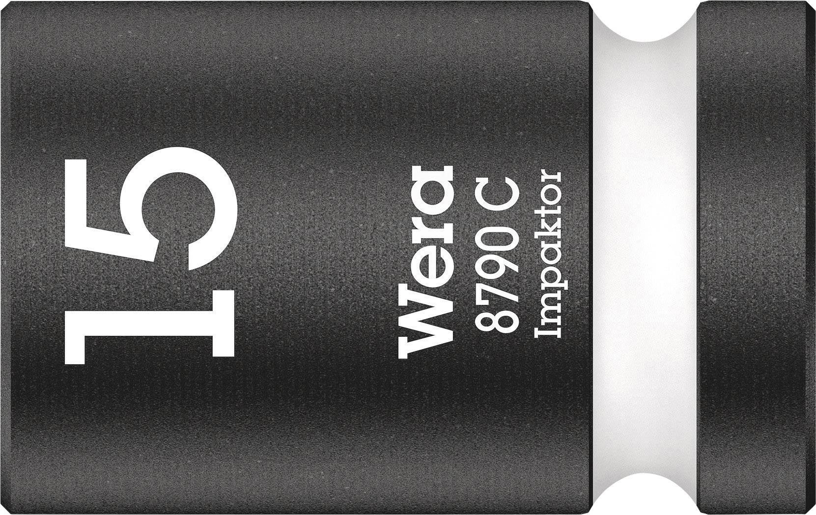 Socket 15 mm by Wera, Model 8790 C Impaktor, black with white ring. Suitable for robust applications.