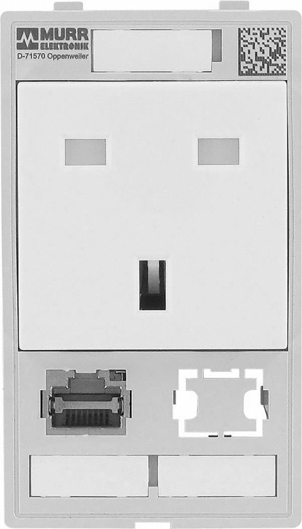 Socket module from Murr Elektronik with RJ45 and optical port. Manufacturer and location details top left.