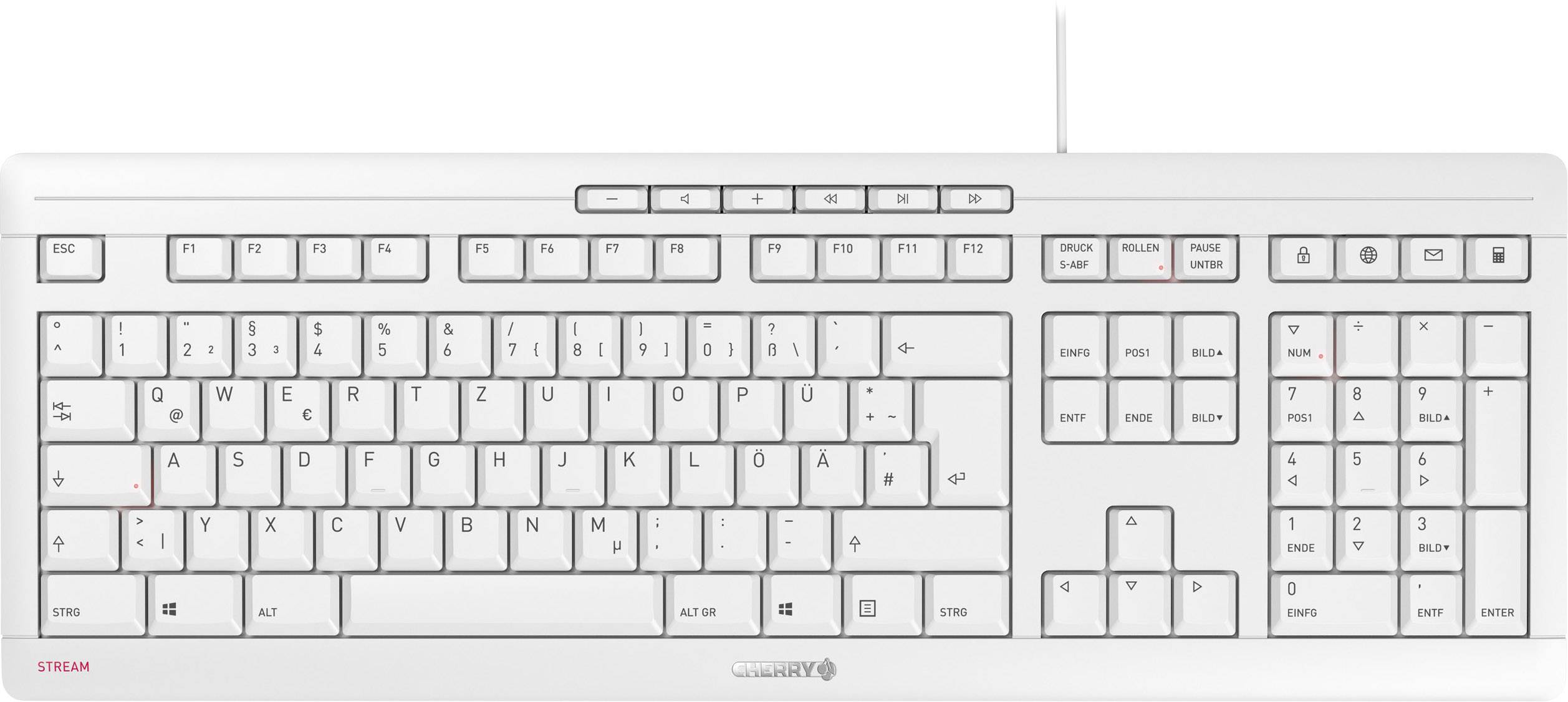 CHERRY Stream USB Keyboard German, QWERTZ Light grey