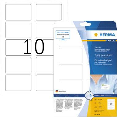Herma 4514 Name stickers 80 x 50 mm Acetate silk White 200 pc(s) Removable Laser printer, Copier, Laser, colour, Colour copier