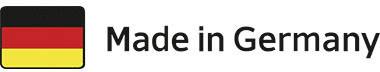The image shows the German flag with the text 'Made in Germany' next to it.