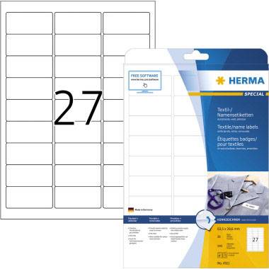 Herma 4511 Name stickers 63.5 x 29.6 mm Acetate silk White 540 pc(s) Removable Laser printer, Copier, Laser, colour, Colour copier