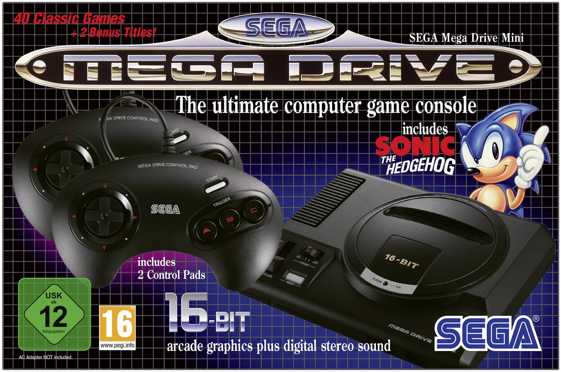 SEGA Mega Drive Mini (Int) Retro game console incl. 2x controller