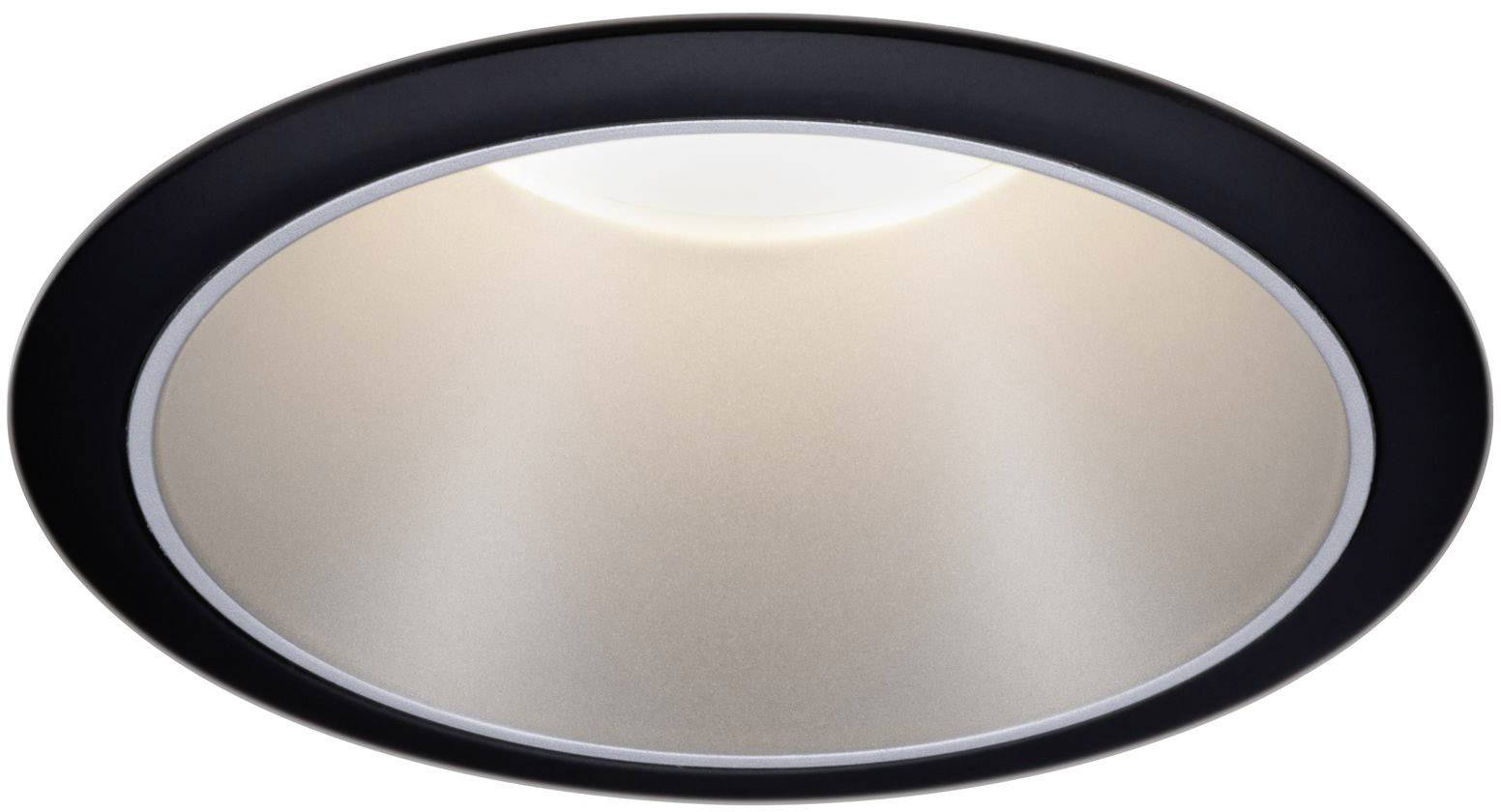 Round ceiling light with a black border and diffused light output, suitable for modern, minimalist interiors.