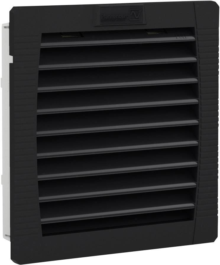 Black ventilation grille with horizontal louvres, rectangular shape.