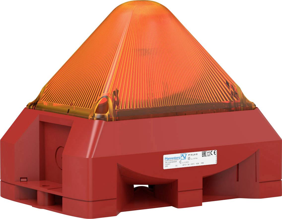 Red signal light with orange cone, used for warning or indication in industrial applications.