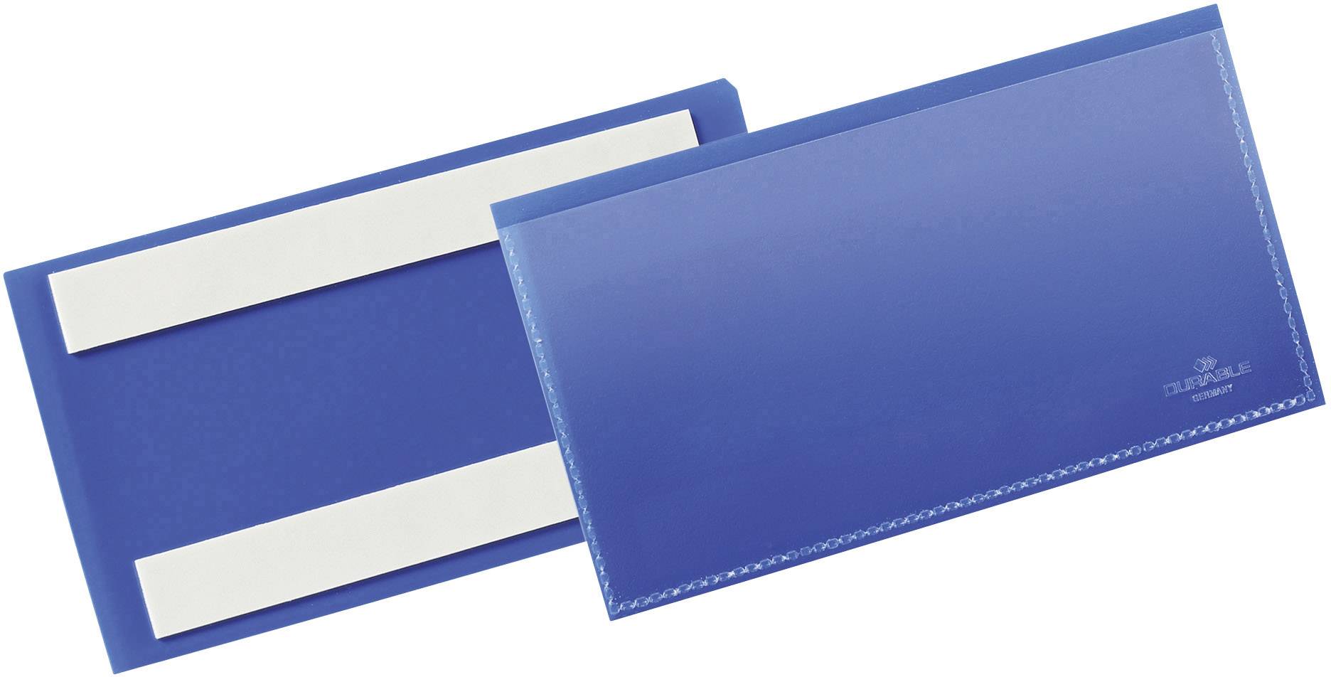 Two blue envelopes, one closed and one open, showing white stripes inside.