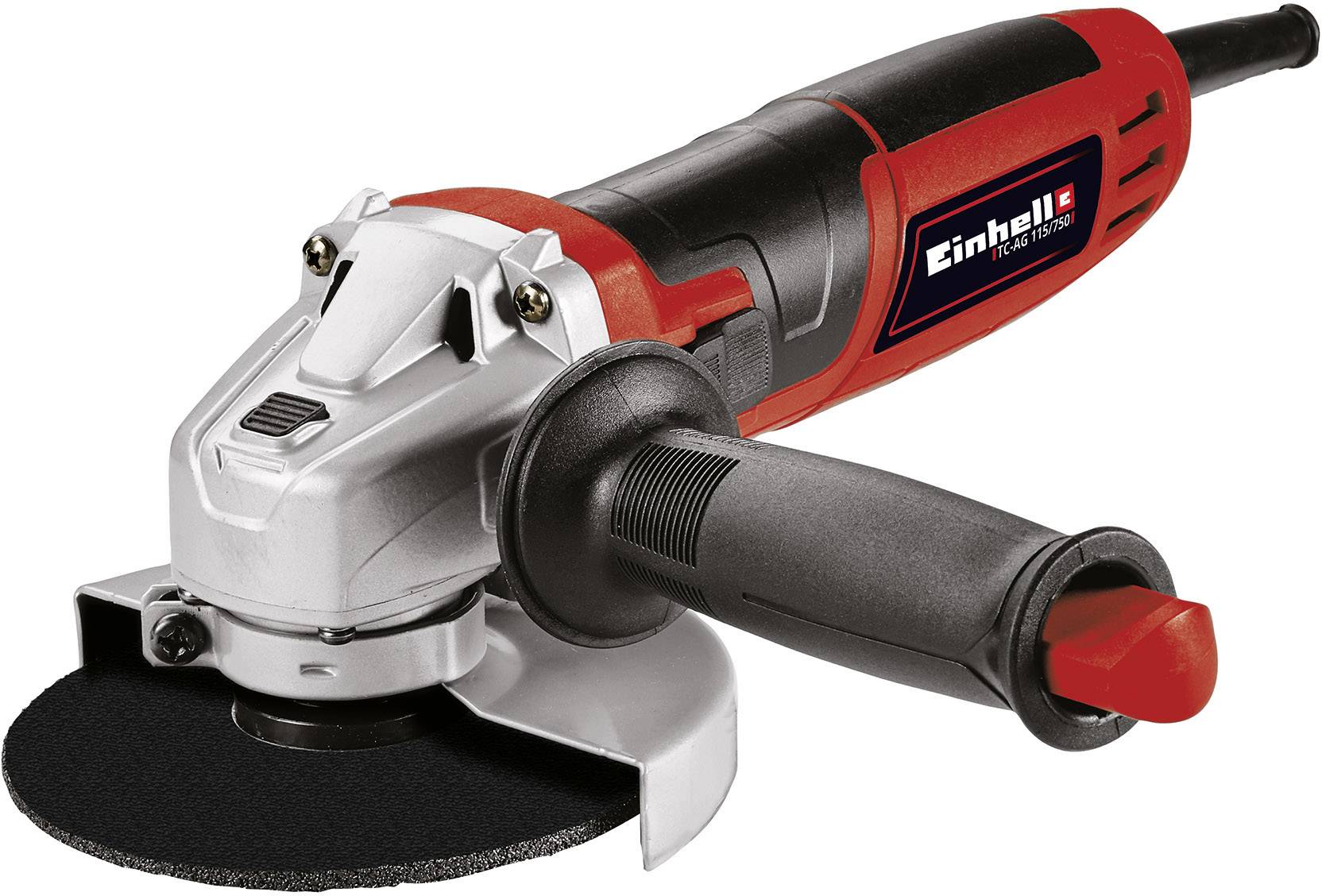 A red angle grinder with the brand name on the side. Suitable for cutting and grinding metal and other materials.