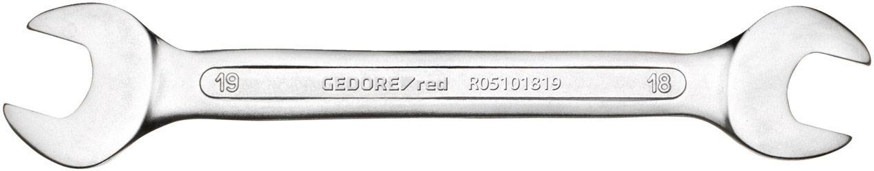 A silver adjustable spanner with sizes '19' on the left and '18' on the right. In the middle it reads 'GEDORE / red R05101819'.