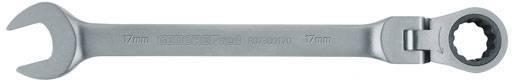 Grey metal combination spanner with 7 mm size, open-end on the left and ring end on the right. Suitable for mechanical work.