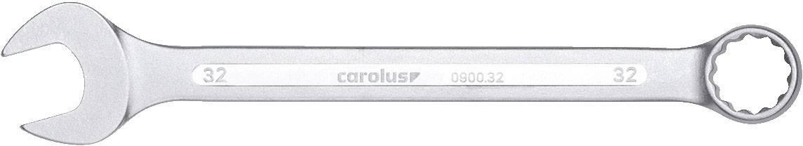 A silver spanner with an open-ended and ring-ended side, engraved with the number '32' and the brand 'Carolus'.