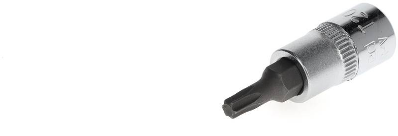A silver Torx bit, suitable for screw work, on a white background.