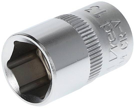 A silver socket extension, cylindrical with a knurled handle, made of chrome-vanadium steel. Suitable for workshop tasks.