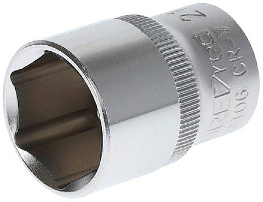 Metal hexagonal socket wrench, used for tightening or loosening nuts and bolts. High-gloss polished, with size markings.