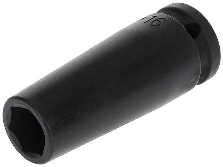 A black hexagonal socket attachment for use with a spanner in hard-to-reach places.