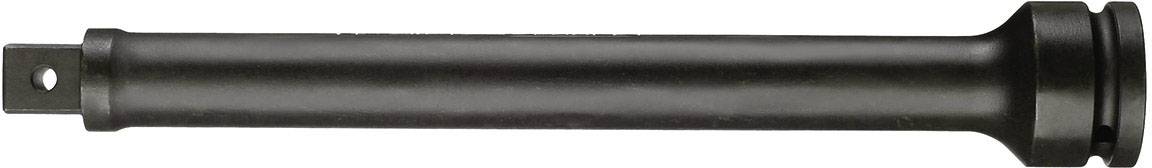 A black, cylindrical metal rod with a rounded end and a hole on the opposite side.