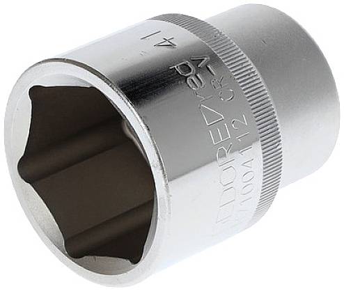 Metallic socket with a hexagonal opening, suitable for mechanical tools. Contains the engraving '41'.