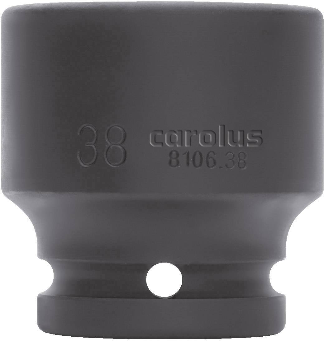 'Carolus 8106.38': 38 mm Socket Wrench. Matt-black design, embossed with size and brand markings. Designed for use in automotive workshops.
