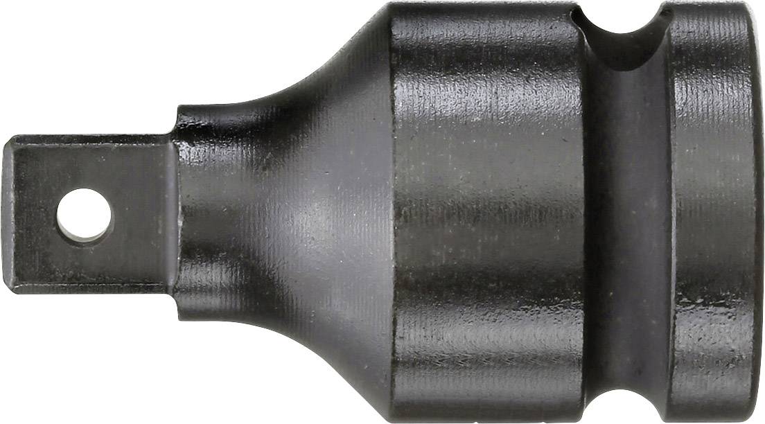 A black, metallic plug tool with a round head and a flat end with a hole for attachment.