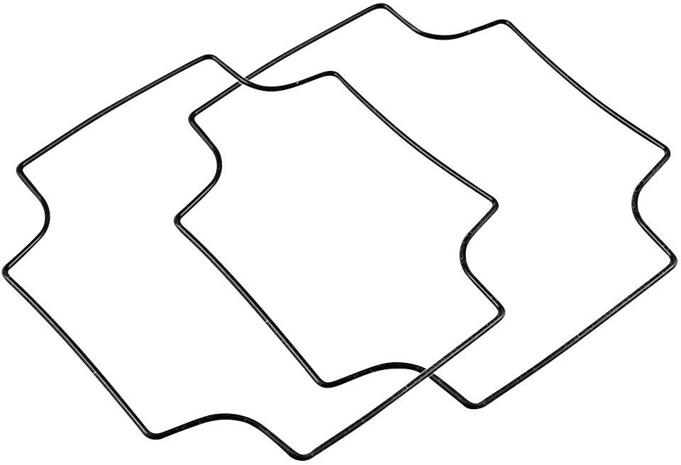 Two black, rectangular metal frames slightly overlap on a white background.