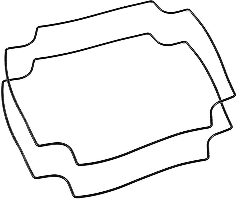 Three nested, wave-shaped square frames.