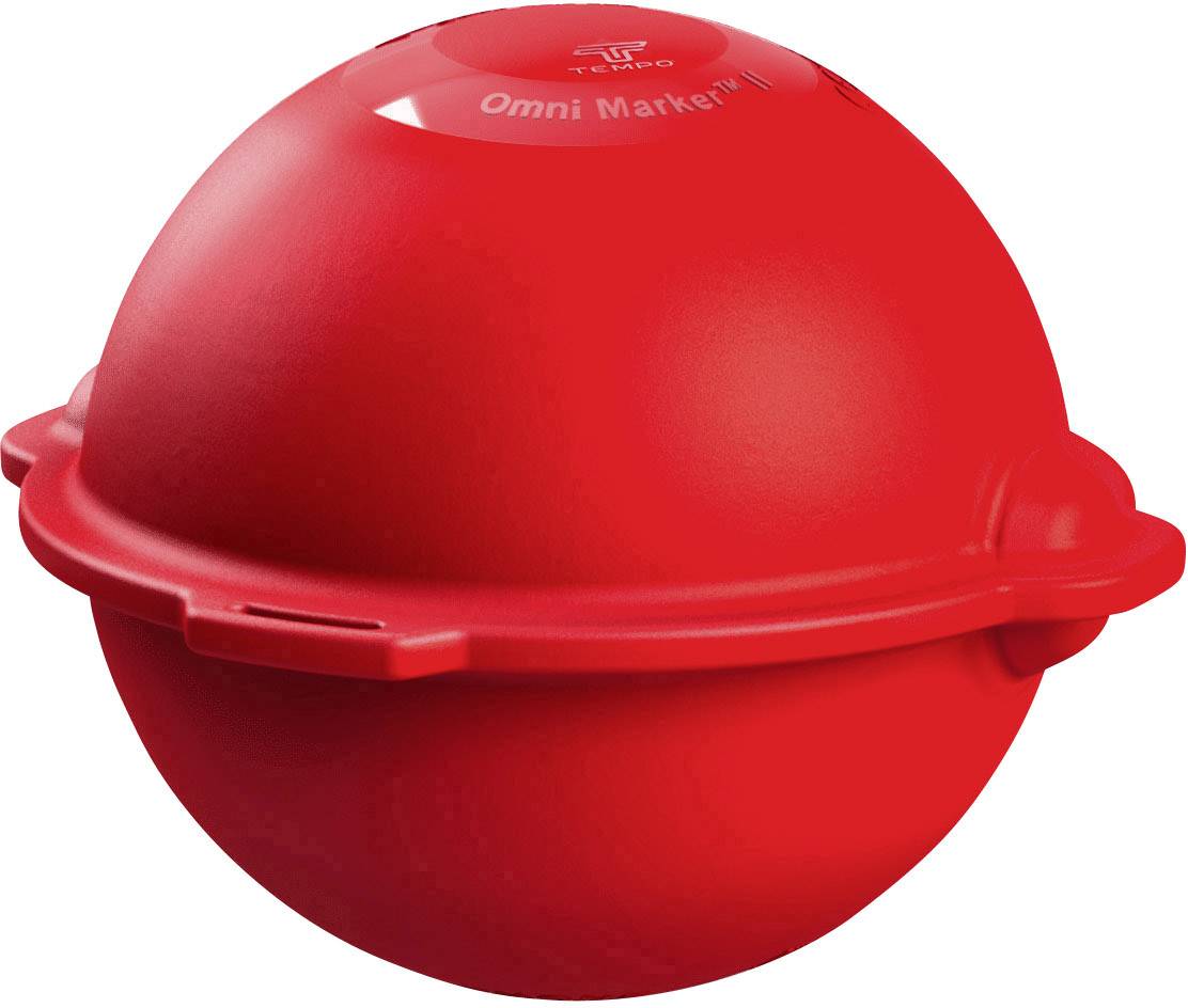 Red, spherical marker with the inscription 'Omni Marker'. Used for marking or identification purposes.