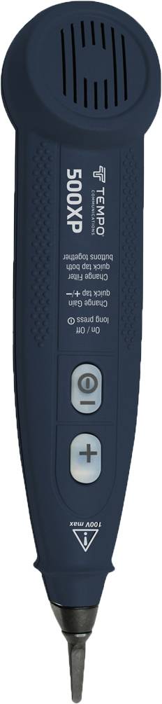 Blue cable and wire detector with LCD display and function buttons. Used for fault diagnosis in electrical systems.