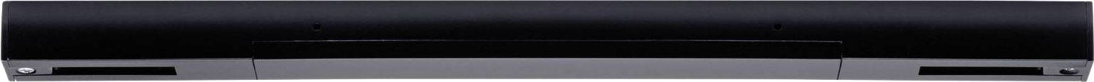 A black electronic device with a sleek, modern design. Slots are visible on the left and right sides.