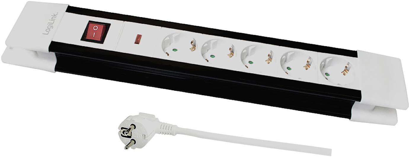 LogiLink LPS211 Power strip (+ switch) Black, White PG connector 1 pc(s)