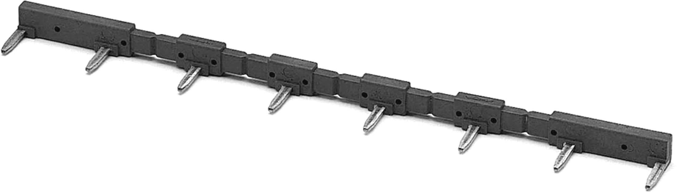 A long black horizontal bar with several short, evenly distributed hooks pointing downwards.