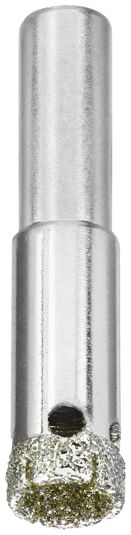 Metal drill with a diamond-coated head, suitable for precise drilling in hard materials such as glass or ceramic.