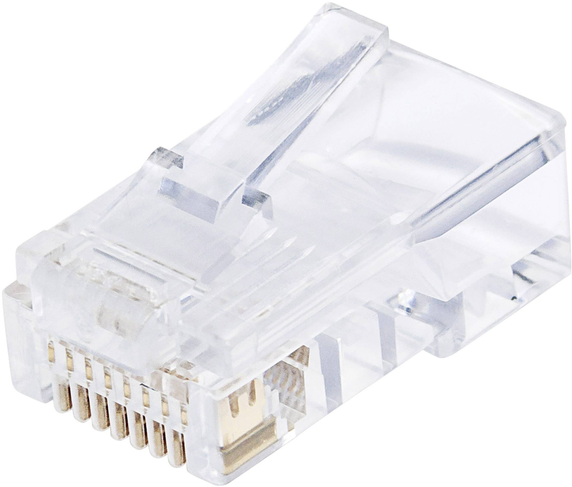INTELLINET 100er-Pack Cat5e RJ45 modular plug Pro Line UTP 3-point wire contacting for solid wire 100 plugs in the beaker 50 µ go
