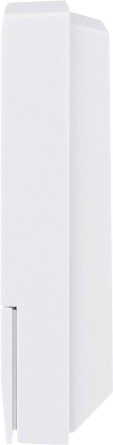 'Side view of a sleek, contemporary white cabinet with a minimalist design.'Note: In British English, 'modern' is often replaced with 'contemporary' when describing design aesthetics, which sounds more natural and refined.