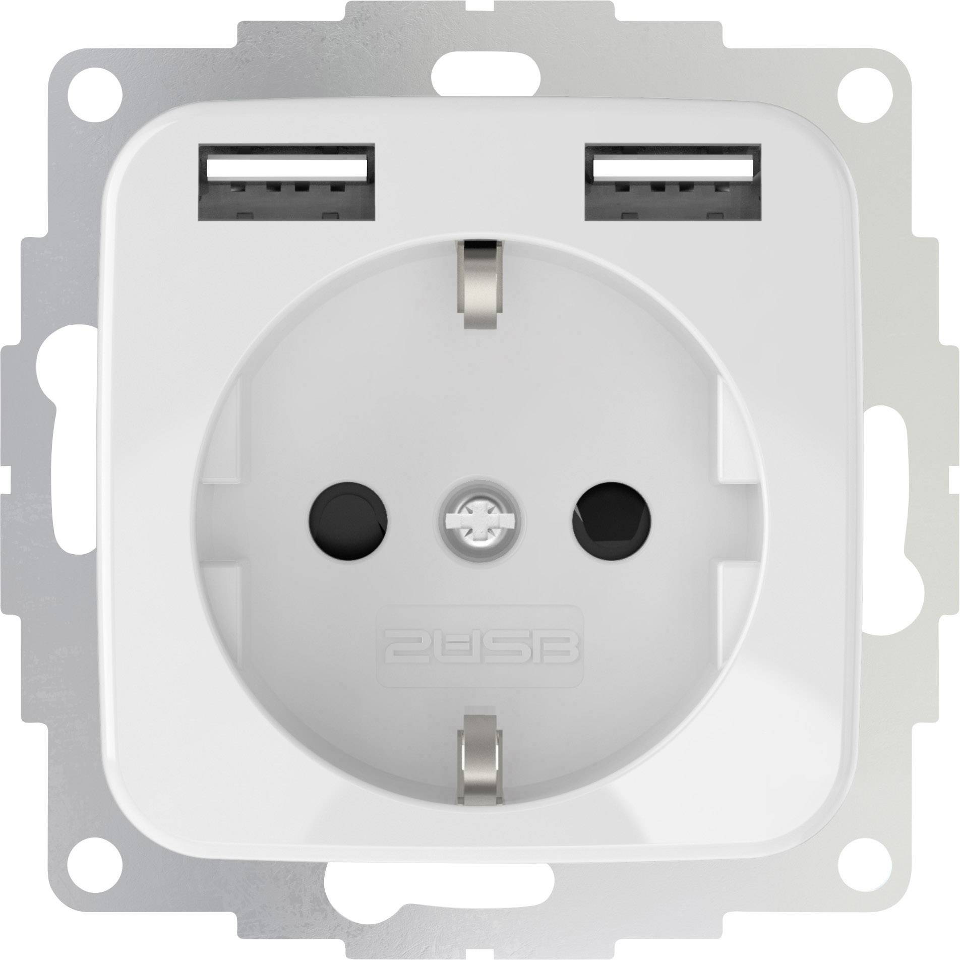 2USB 2U-449375 Flush-mount socket incl. USB Pure white (glossy)