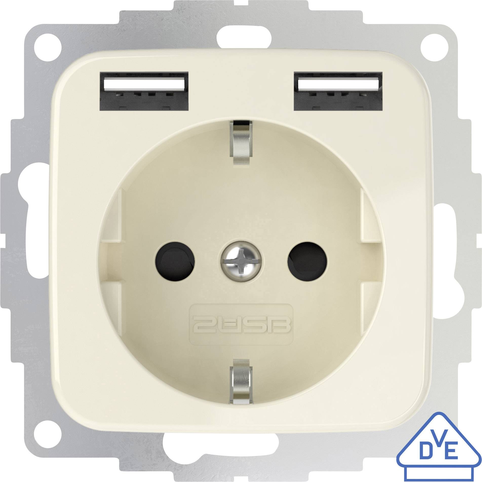 2USB 2U-449399 Flush-mount socket incl. USB Creamy white