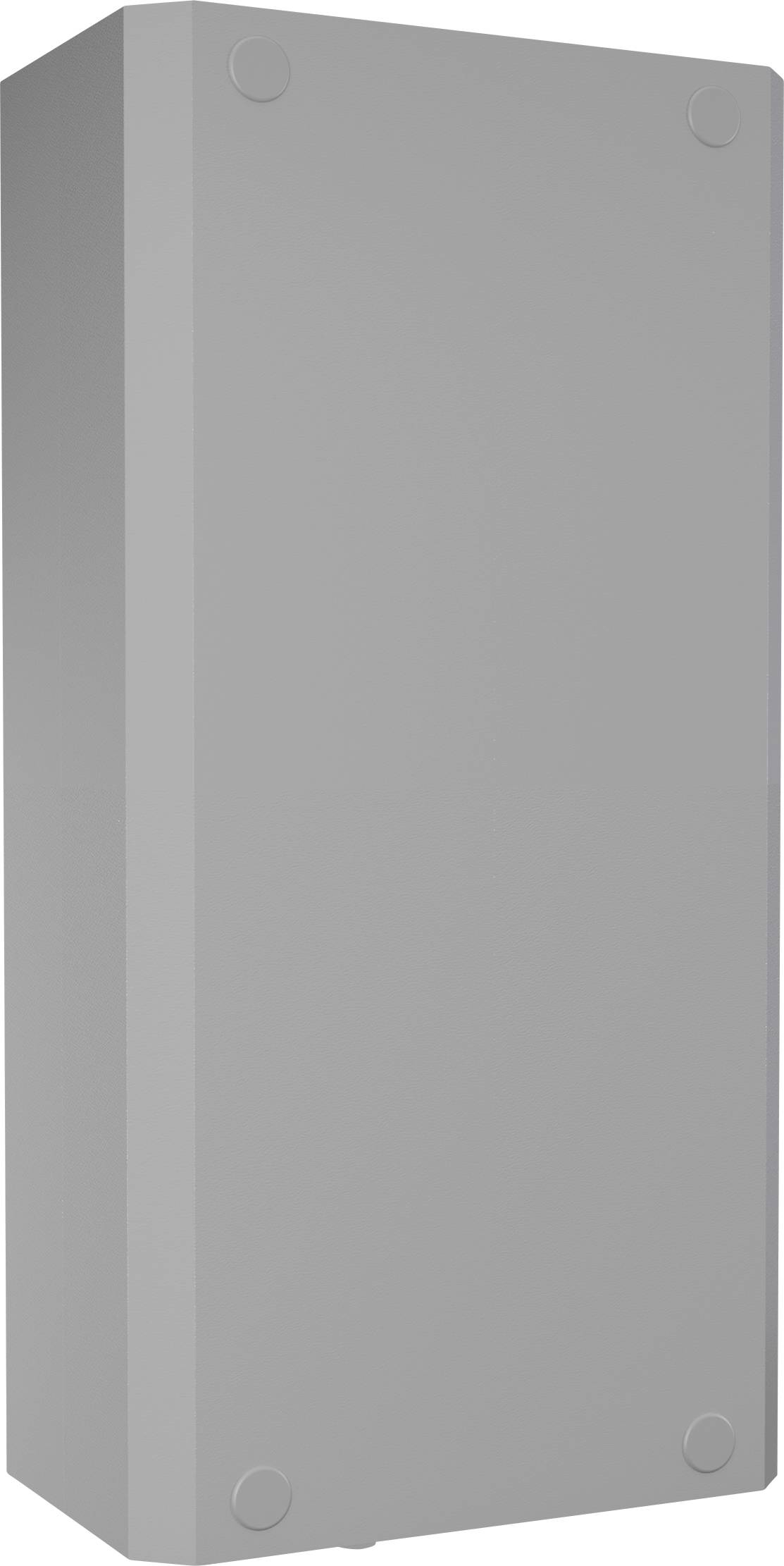 Grey, rectangular metal cabinet with no visible handles or details.