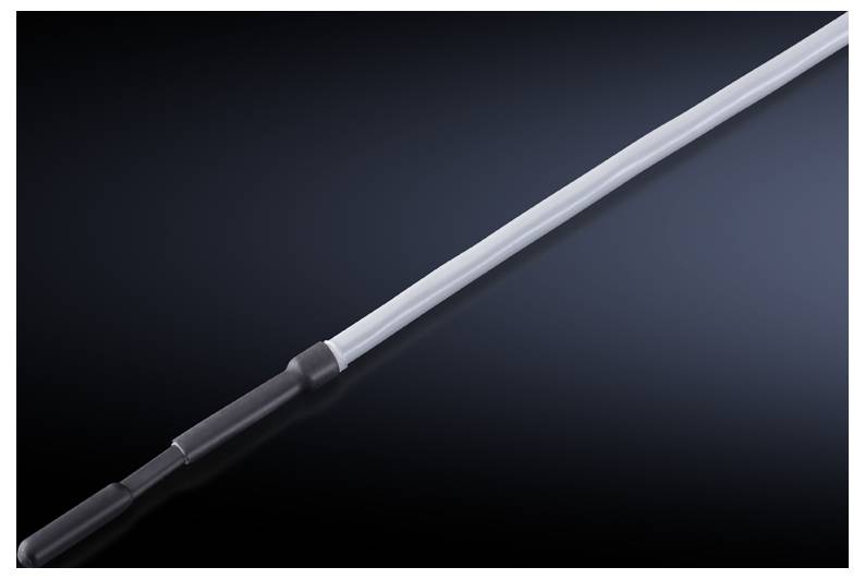A long, slender, black and silver precision tool against a dark background.