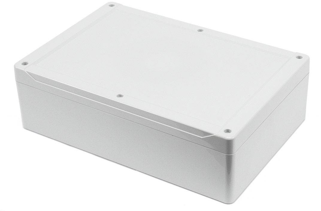 A rectangular, grey plastic enclosure with rounded corners and visible screw fastenings along the edges.