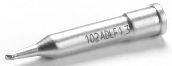 Soldering iron tip for a soldering iron, conical shape, with inscription '102ADLF13', made of metal, on a white background.