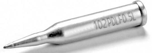 A metallic drill bit marked with '102PDF0.5L'.