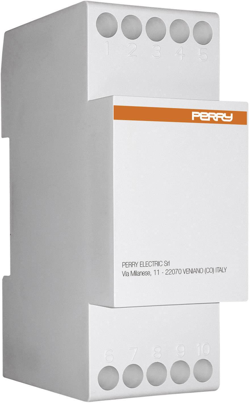 A white electric device with ten numbered connections on the top surface. Marked with 'Perry Electric Srl' and an address in Italy.