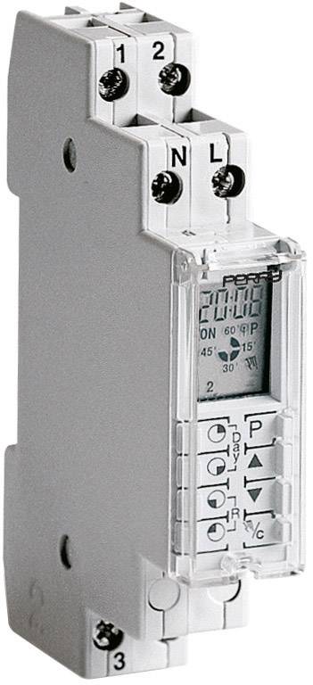 Electronic timer with indicator light and control buttons for time setting. Connections at the top for phases (L) and neutral wire (N).