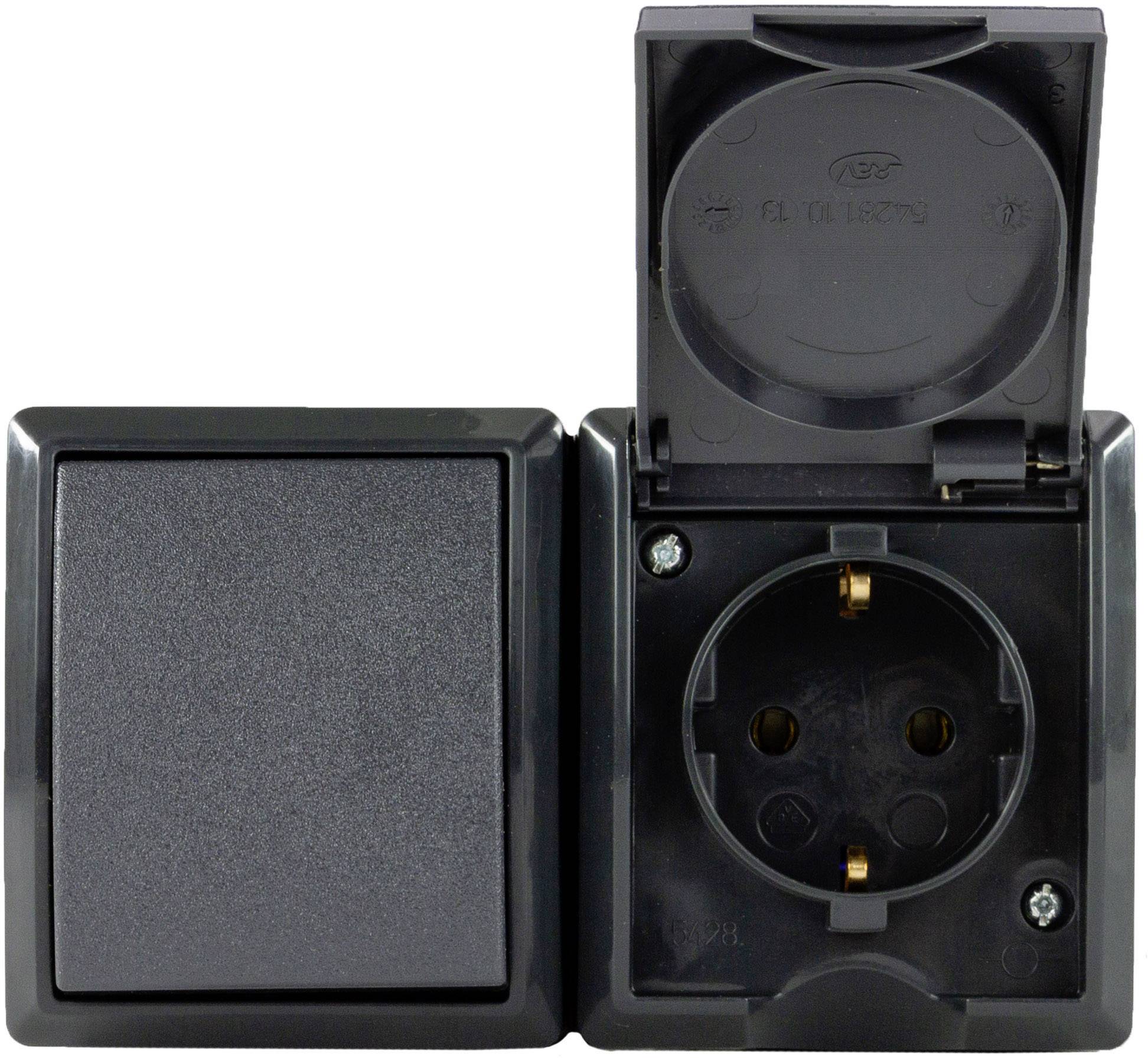 REV 0007861900 Surface-mount socket incl. switch IP44 Anthracite