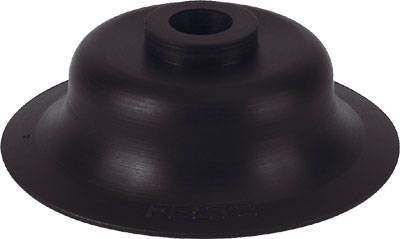 Black rubber seal in a conical shape with a central hole, likely for sealing purposes in pipe or machine applications.