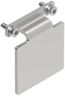 Metal clip with screws for fixing to a surface; rectangular plate at the bottom, suitable for mounting purposes.