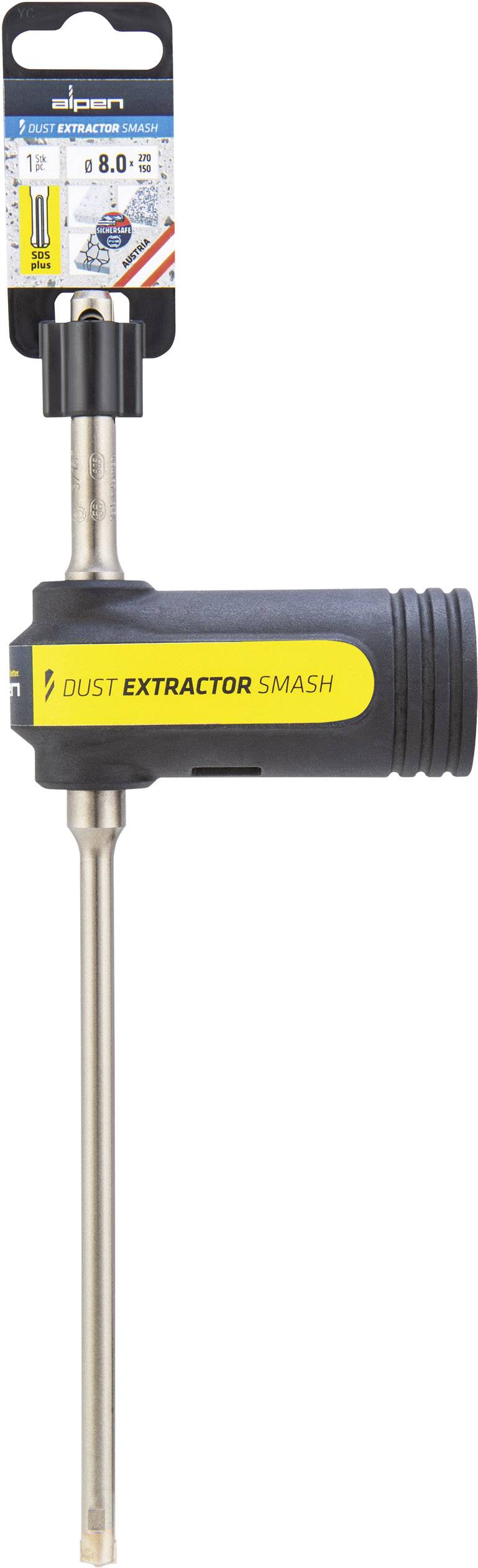 A drill with dust extraction, branded 'Dust Extractor Smash', drill diameter 8.0 mm, suitable for precise work.