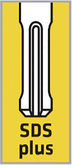 Symbol of an SDS plus drill shaft on a yellow background.