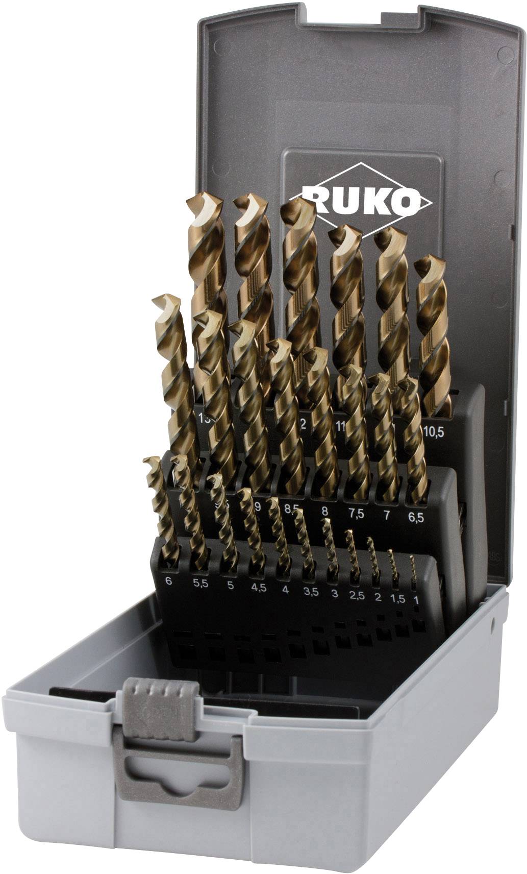 RUKO 228215RO HSSE-Co 5 Metal twist drill bit set 25-piece 1 mm, 1.5 mm, 2 mm, 2.5 mm, 3 mm, 3.5 mm, 4 mm, 4.5 mm, 5 mm, 5.5 mm
