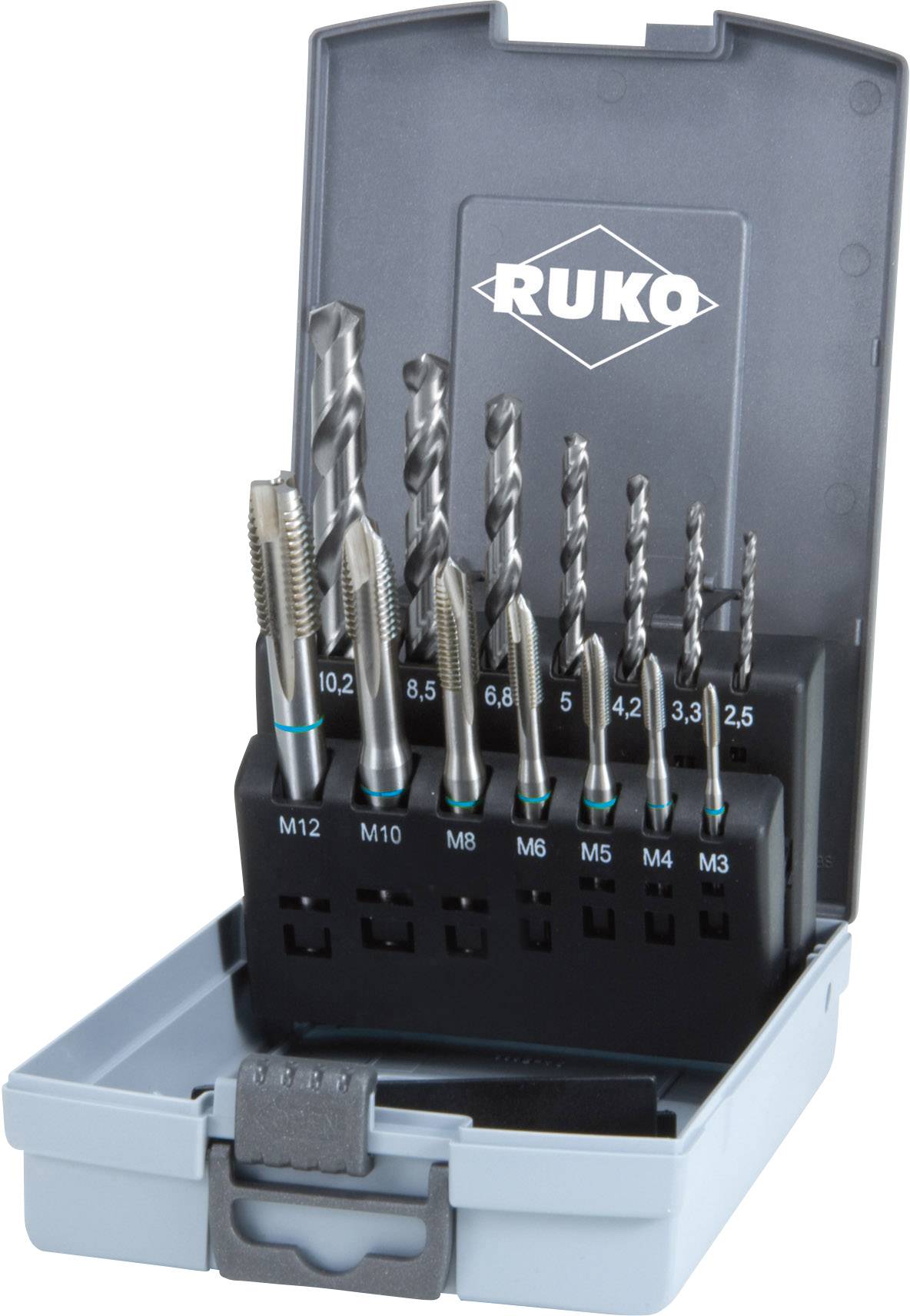 RUKO 245048RO CNC tap set 14-piece metric DIN 371, DIN 376 HSS 1 Set